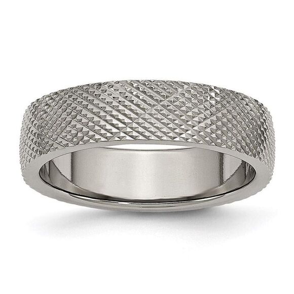 Kazi Luxury Chisel Titanium Polished and Textured 6mm Band - Picture 9 of 9